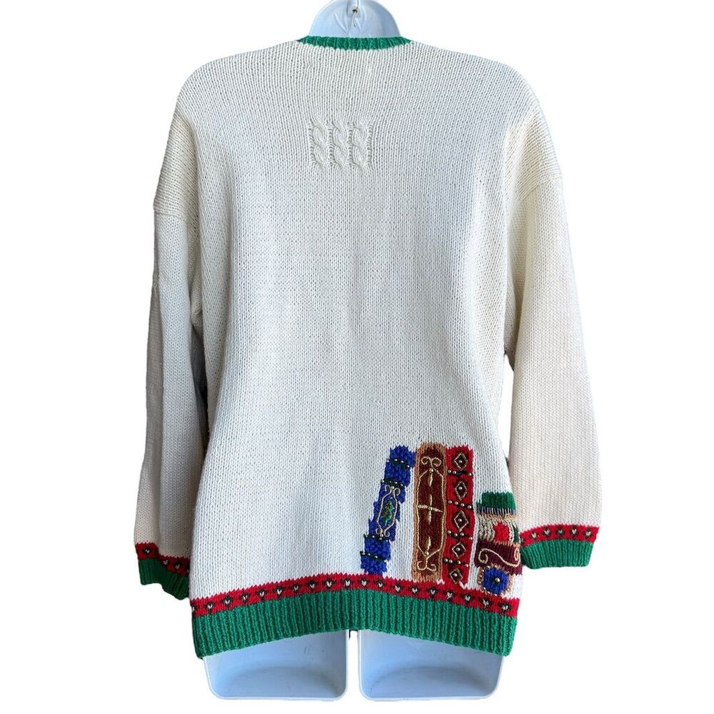 VTG 1994 Marisa Christina Christmas Ugly Sweater Cardigan Petite PL Grannycore - Picture 3 of 7